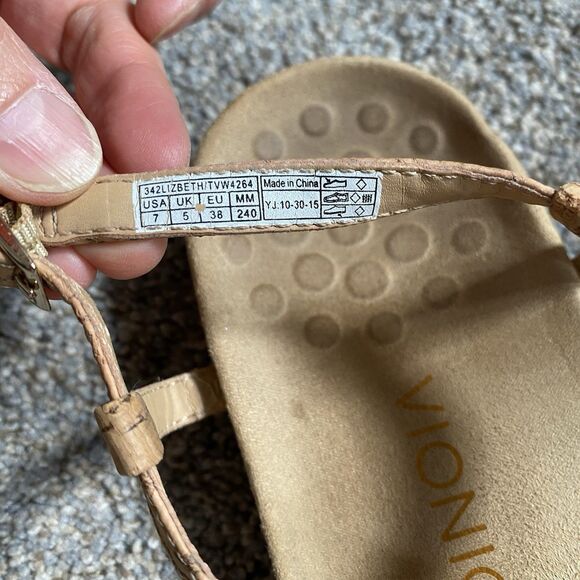 Vionic  Thong Sandals 7 EU 37.5 Flats Brown Leather Slingback Orthopedic - Picture 3 of 3